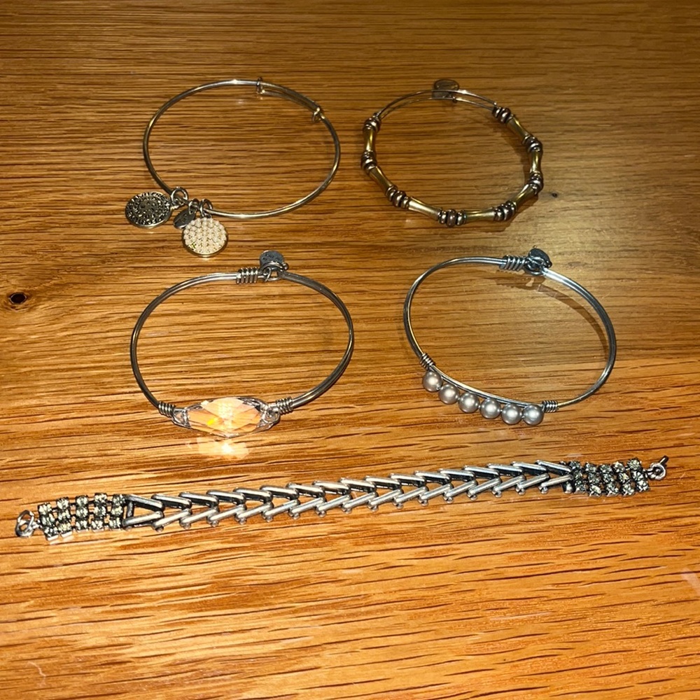 5 Alex & Ani and Chrysalis bracelets